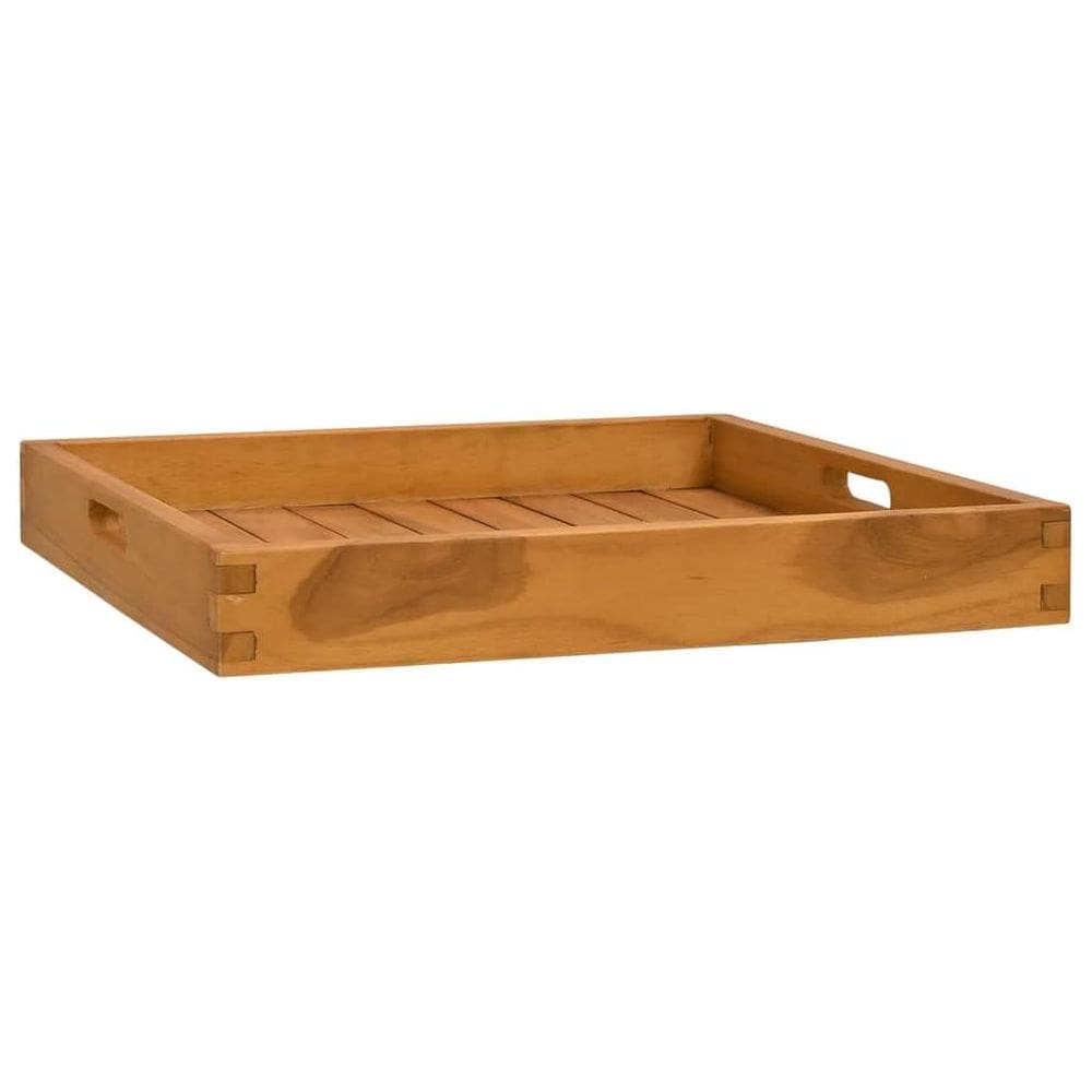 Tabuleiro de servir vidaXL em madeira maciça de teca 50x50cm com alças