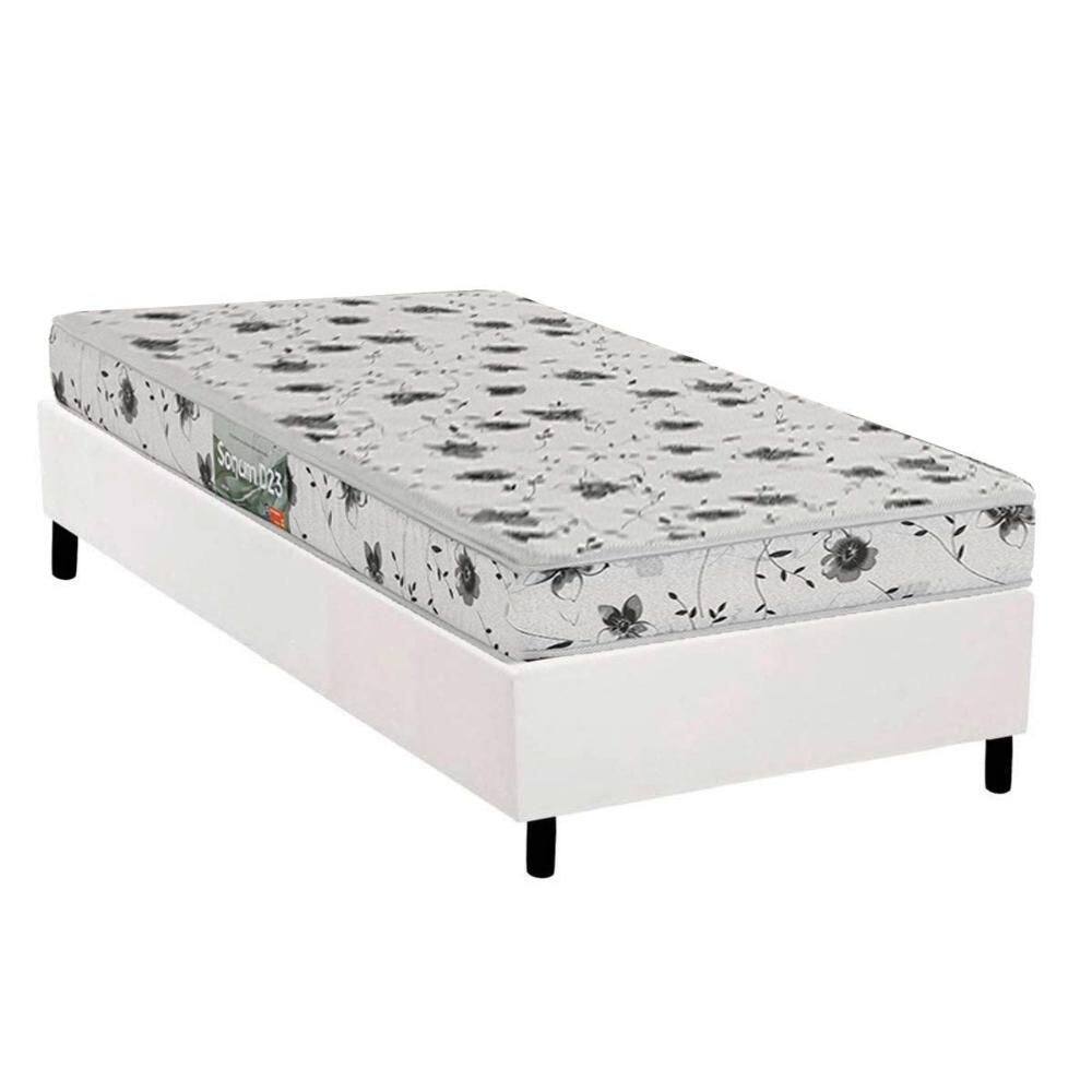 Conjunto Box Solteiro: Colchão Espuma Herval D23 Sonum Liso + Base CRC Corano White (88x188)