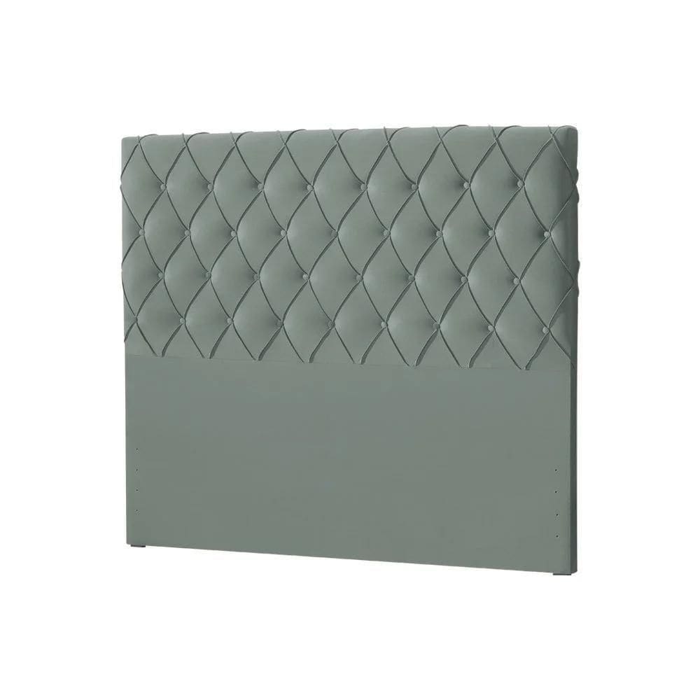 Cabeceira Casal Estofada Chicago Capitonê 140cm Veludo Cinza