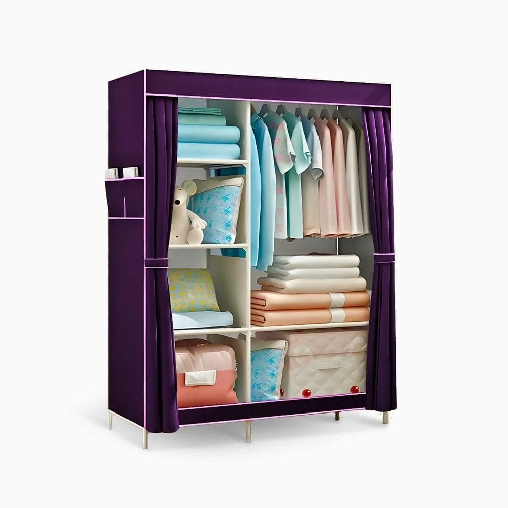 Guarda Roupa Closet Dobrável Organizador Capa Tecido Roxo