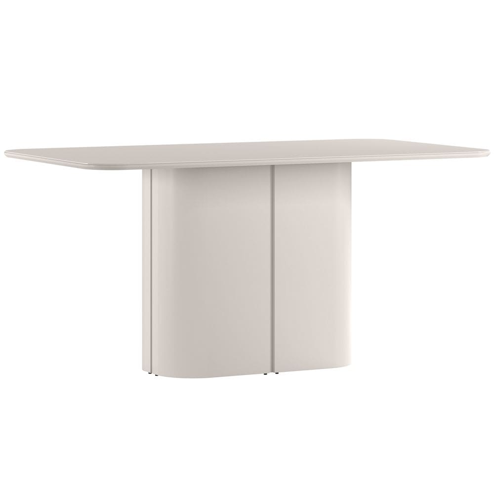 Mesa de Jantar para 6 Lugares 160cm Tampo Mdf com Vidro Serena Off White- New Ceval