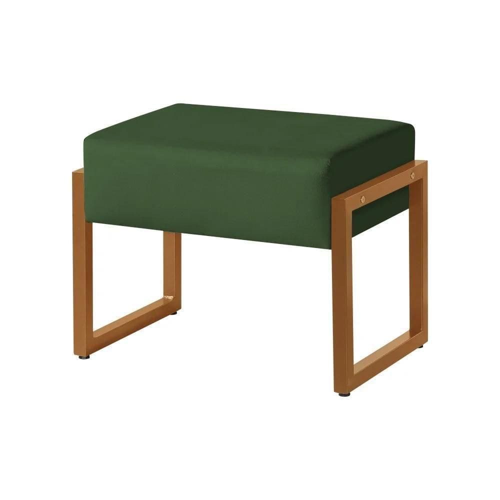 Puff Decorativo Vegas Estofado Base De Ferro Veludo Verde