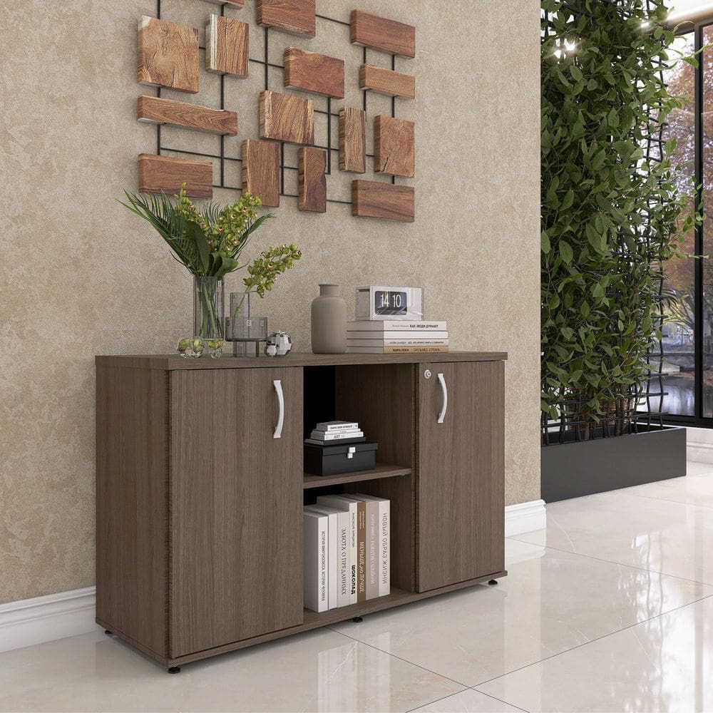 Armário para Escritório 2 Portas Credenza Walnut