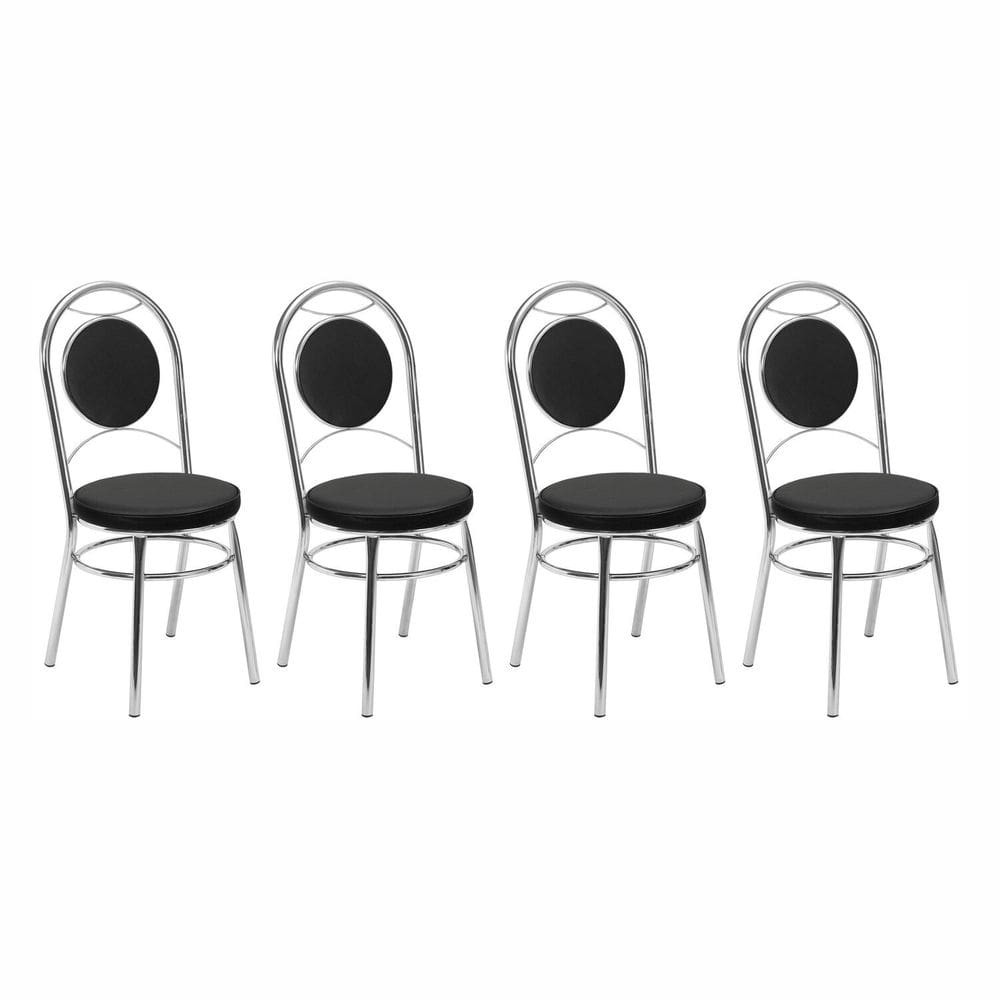 Kit 4 Cadeiras para Sala de Jantar Cc10 A101 Debrum Cromado/Preto