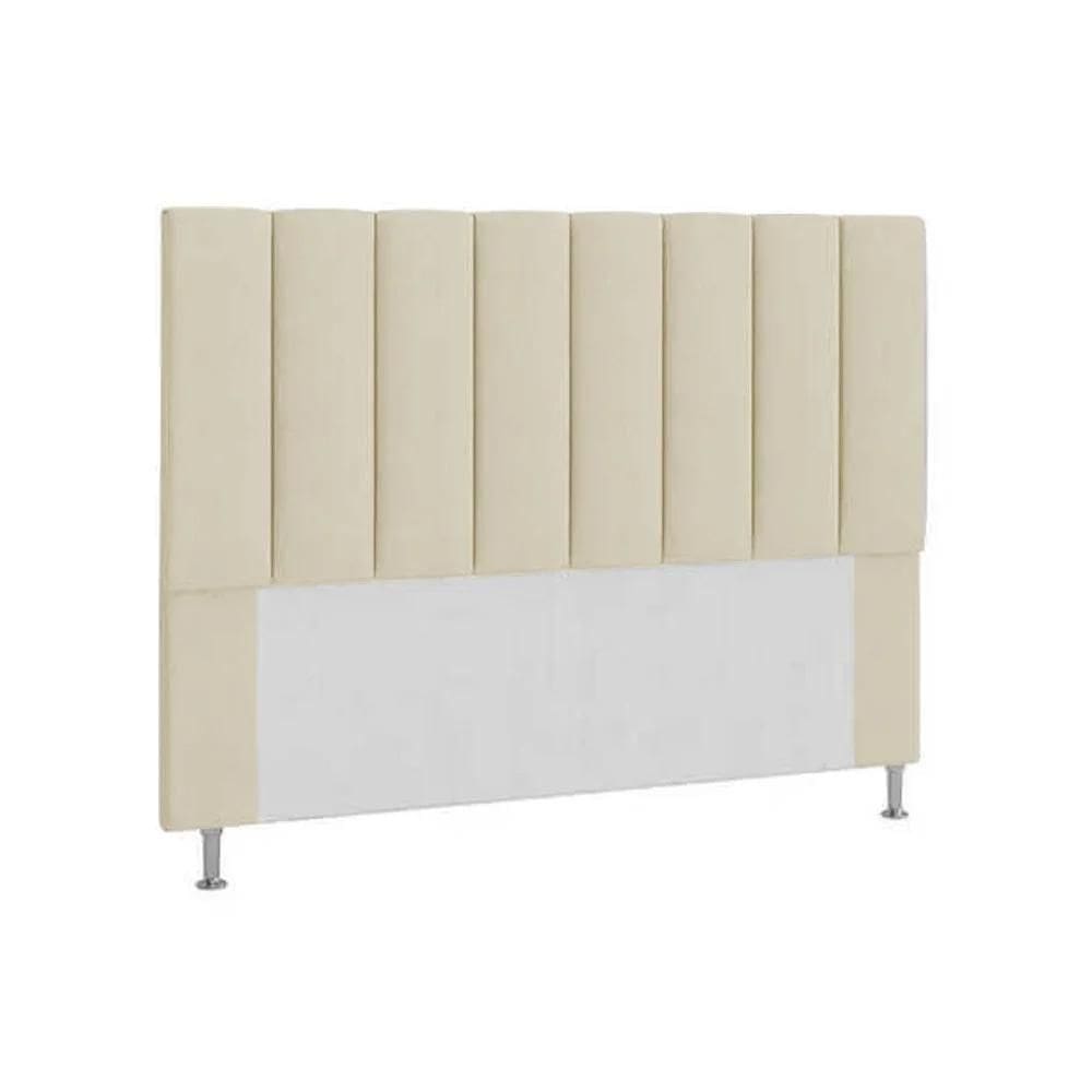 Cabeceira Queen Estofada Carla 160cm Em Suede Bege