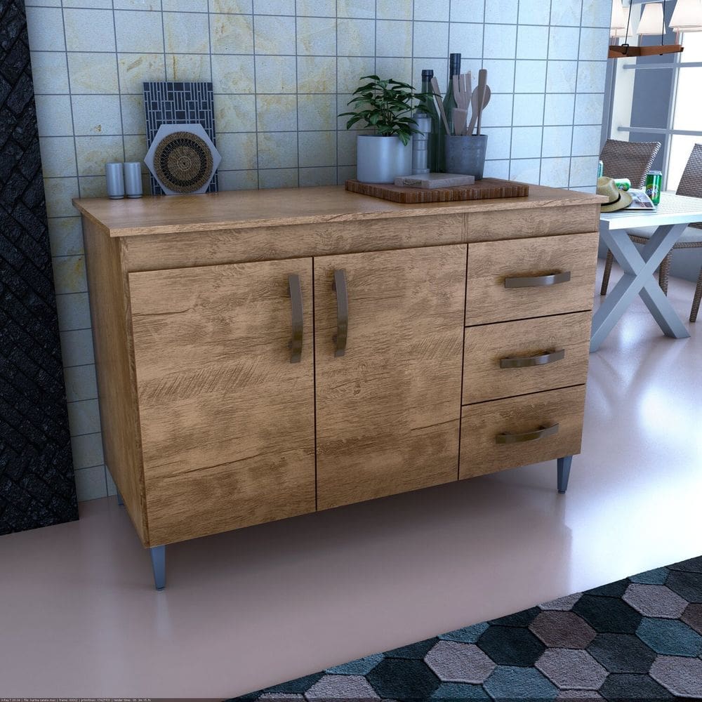 Balcão Gabinete de Pia sem Tampo 118cm X 80cm Karina Canela