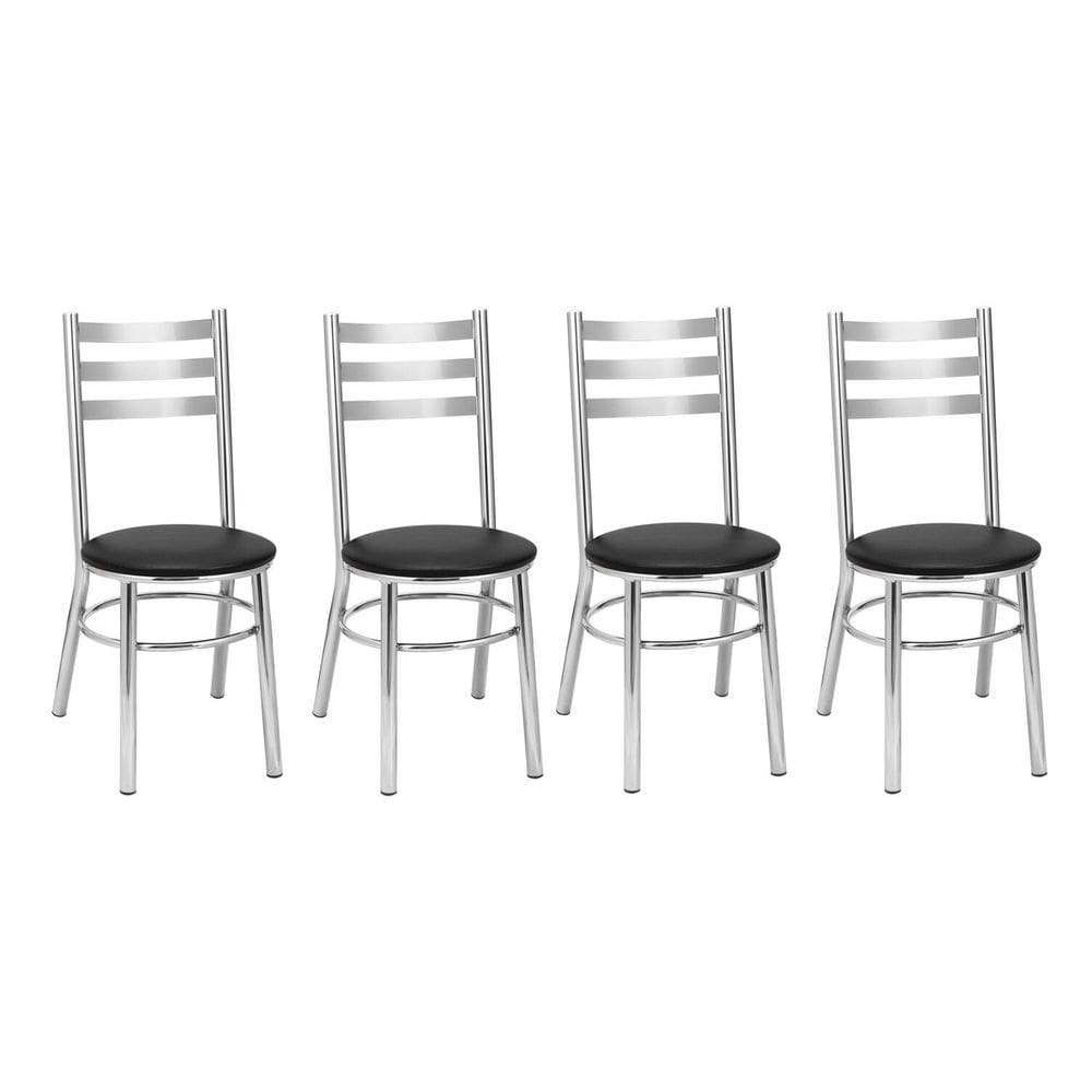 Kit 4 Cadeiras para Sala de Jantar Cc81 Cromado/Preto