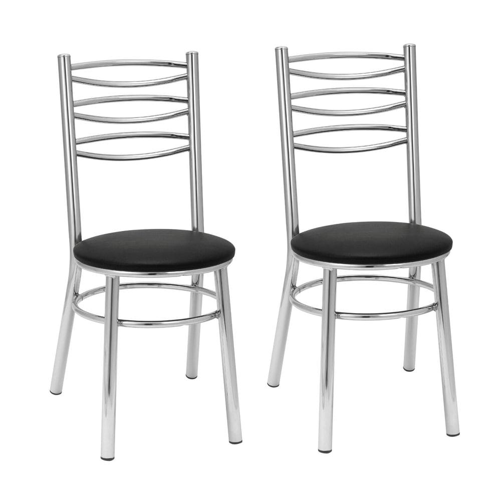 Conjunto 2 Cadeiras para Sala de Jantar Cromado/Preto