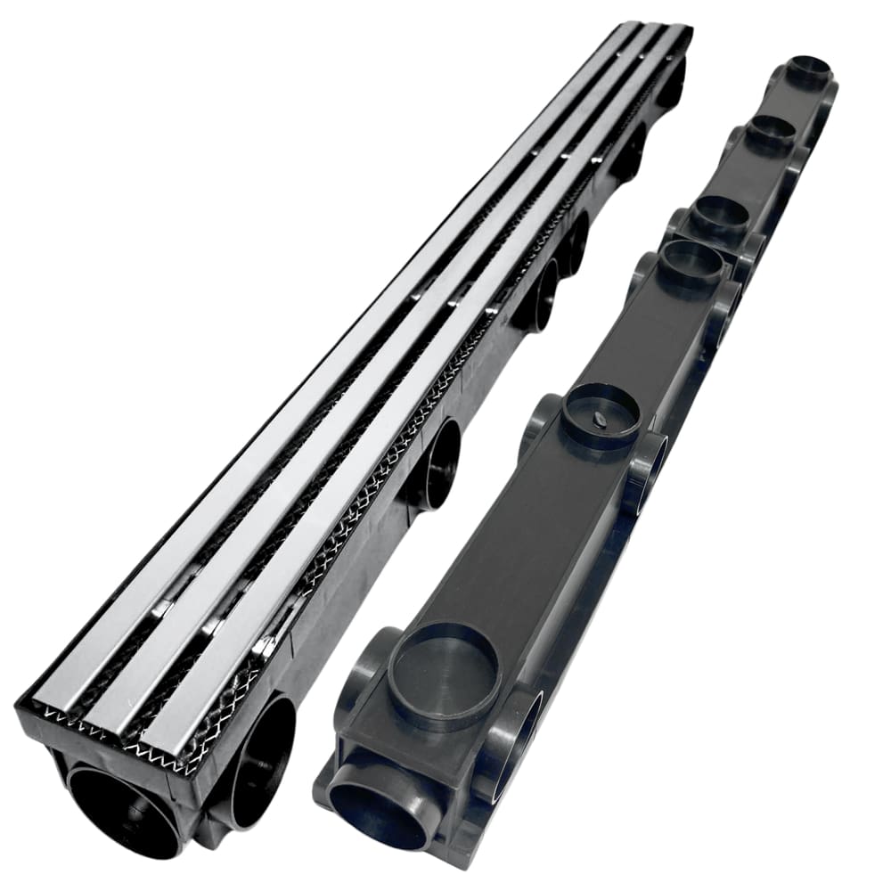 Ralo Slim Trilho 1 metro x 8cm Inox 304 Quintal Varanda Água da Chuva Coletor Multi Saídas 50mm ( 8cm x 98cm)