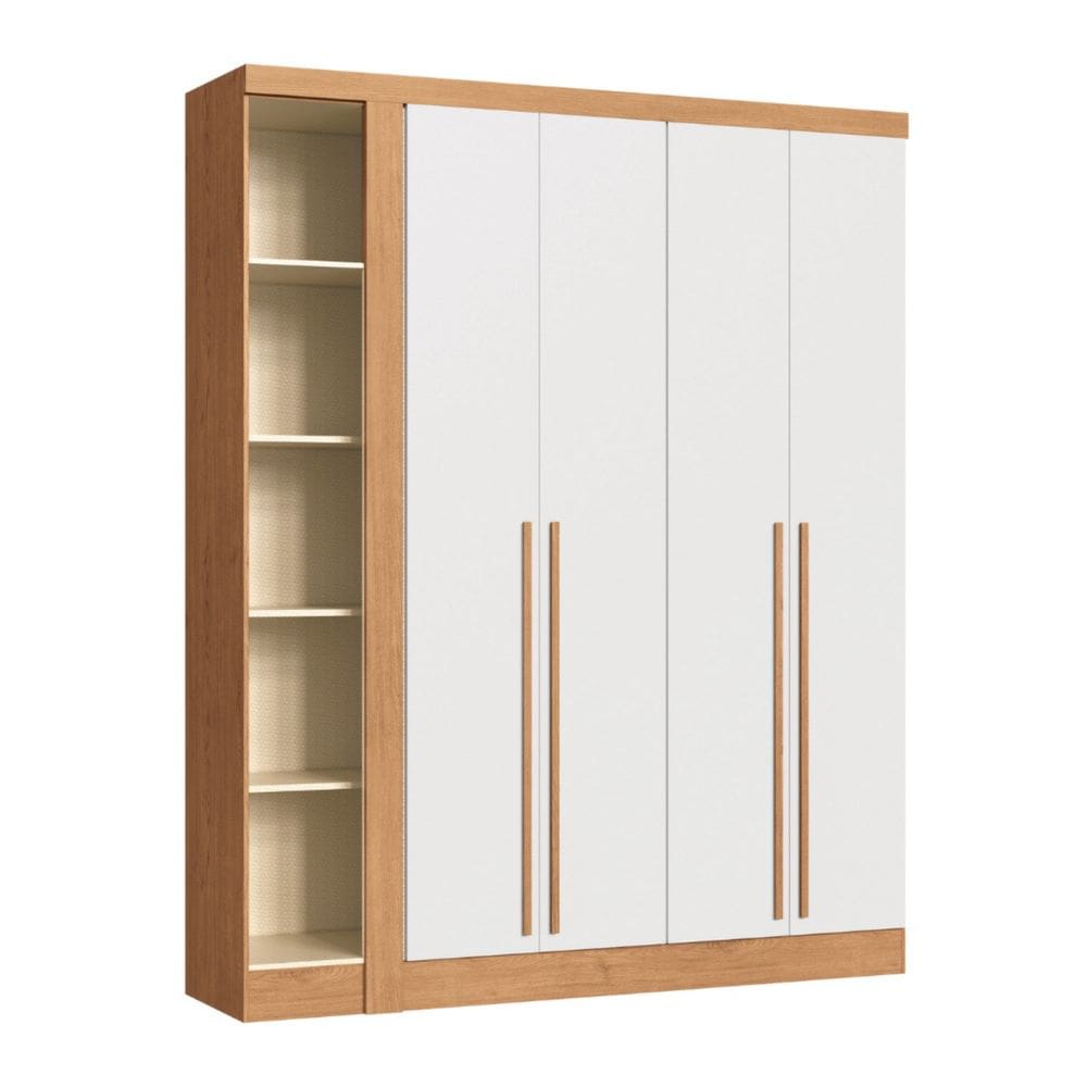 Módulo Guarda-roupa de Canto 4 Portas 2 Gavetas Infinity Cedro/Branco Line