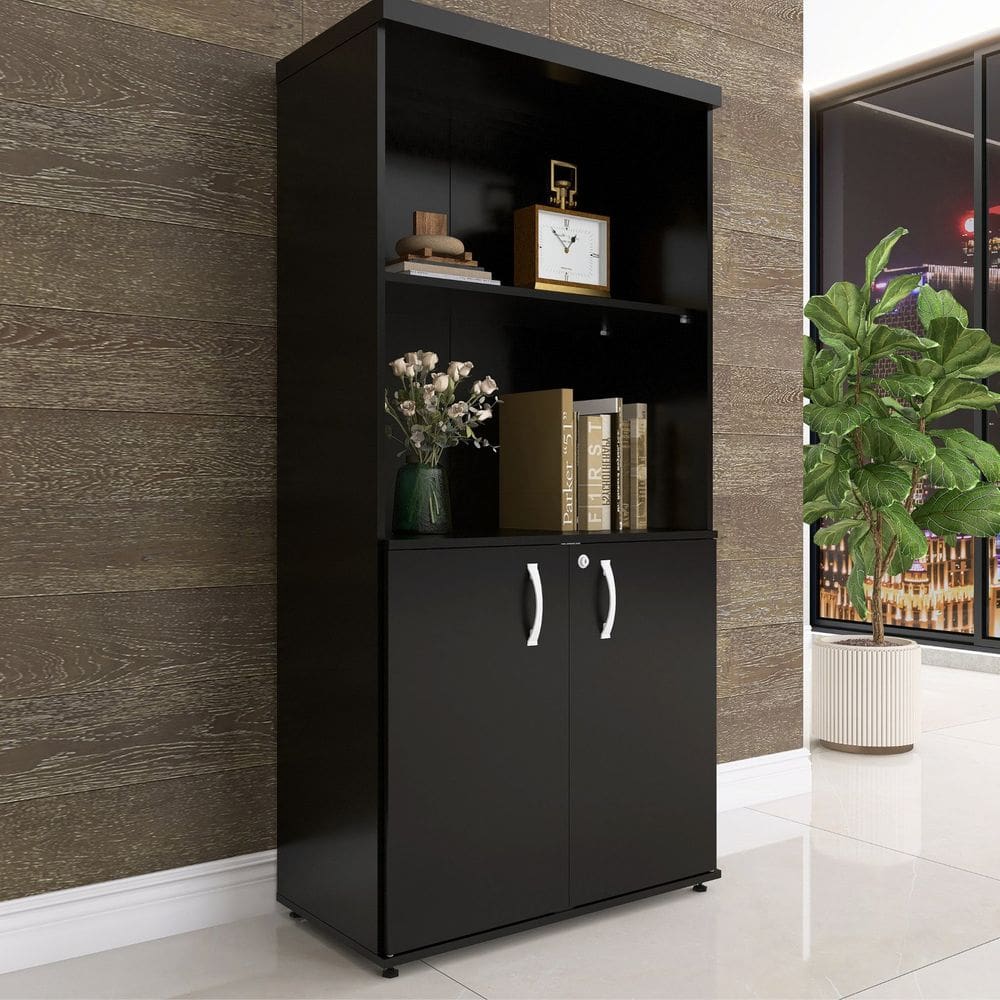 Armário Misto 2 Portas Pivotante 161,1x79,2cm Preto