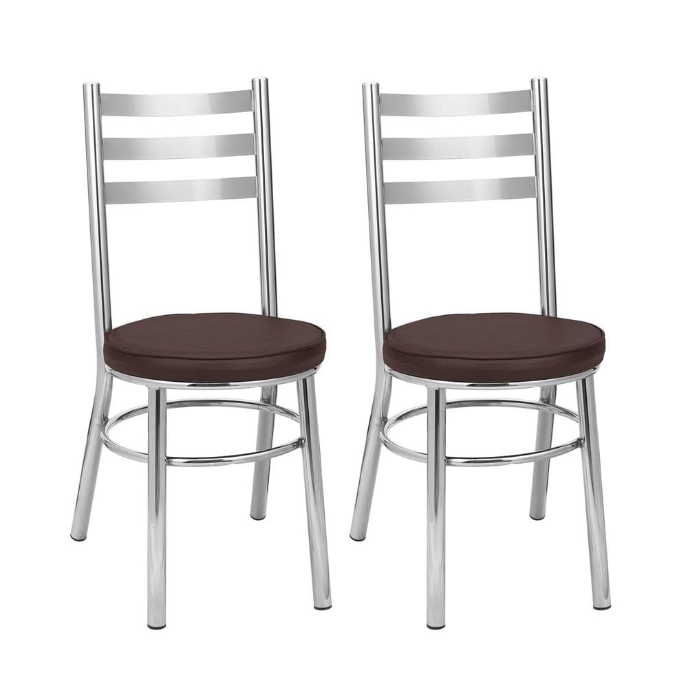 Conjunto 2 Cadeiras para Sala de Jantar Debrum Cromado/Marrom