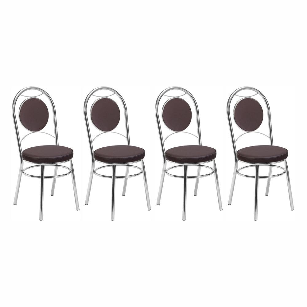 Kit 4 Cadeiras para Sala de Jantar Cc10 A109 Debrum Cromado/Marrom