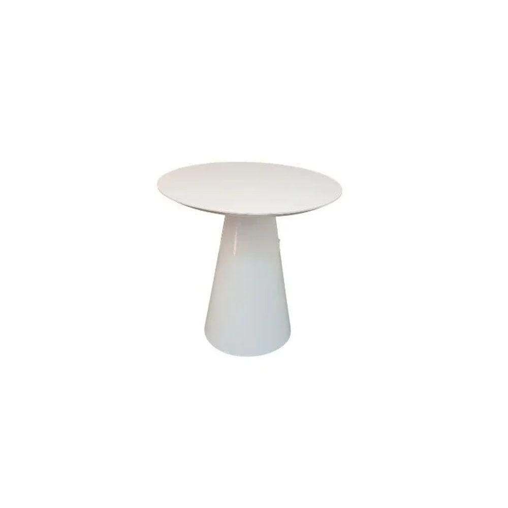 Mesa Lateral Cone Redonda 41 Cm Laqueada Branco