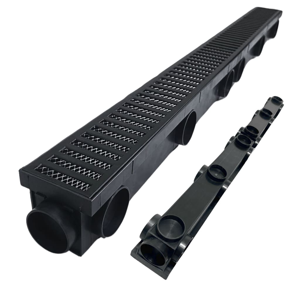 Ralo Preto Fosco 1 metro x 8cm Alumínio Quintal Varanda Piscina Água da Chuva Coletor Multi Saídas 50mm ( 8cm x 98cm)