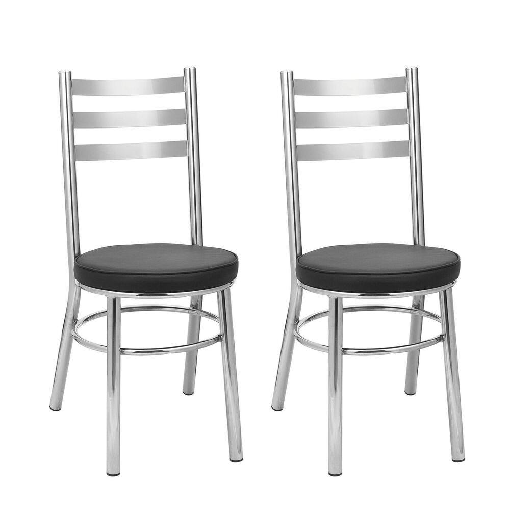 Conjunto 2 Cadeiras para Sala de Jantar Debrum Cromado/Preto