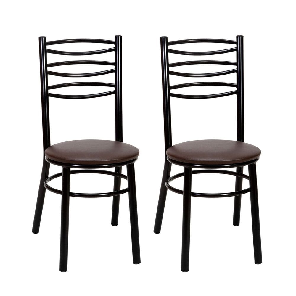 Conjunto 2 Cadeiras para Sala de Jantar Preto/Marrom