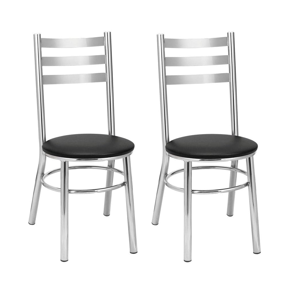Conjunto 2 Cadeiras para Sala de Jantar Cromado/Preto