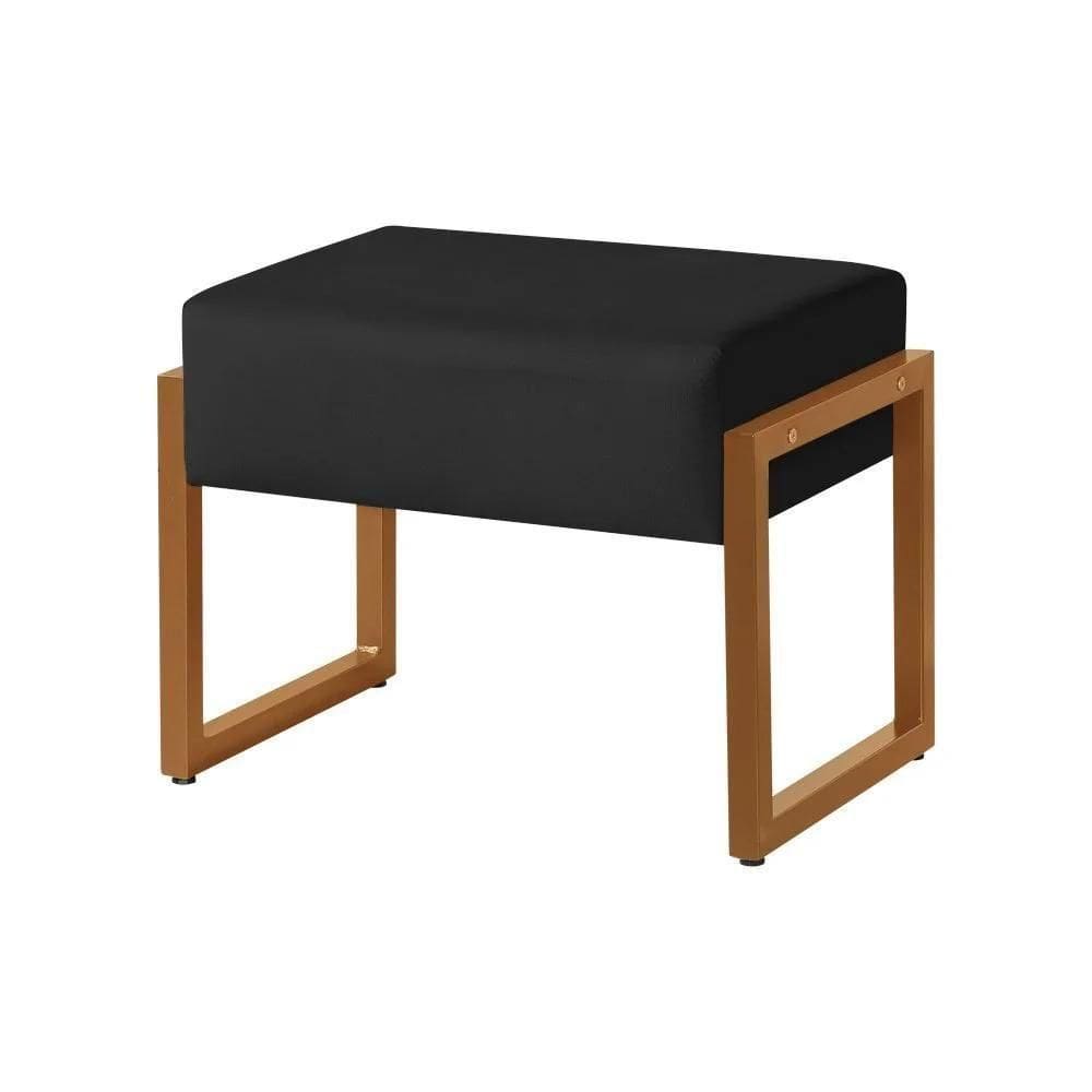 Puff Decorativo Vegas Estofado Base De Ferro Veludo Preto