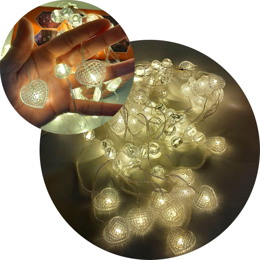 Pisca Cortina Corações Natal 80 Lâmpadas LED 3x1M 110-220v