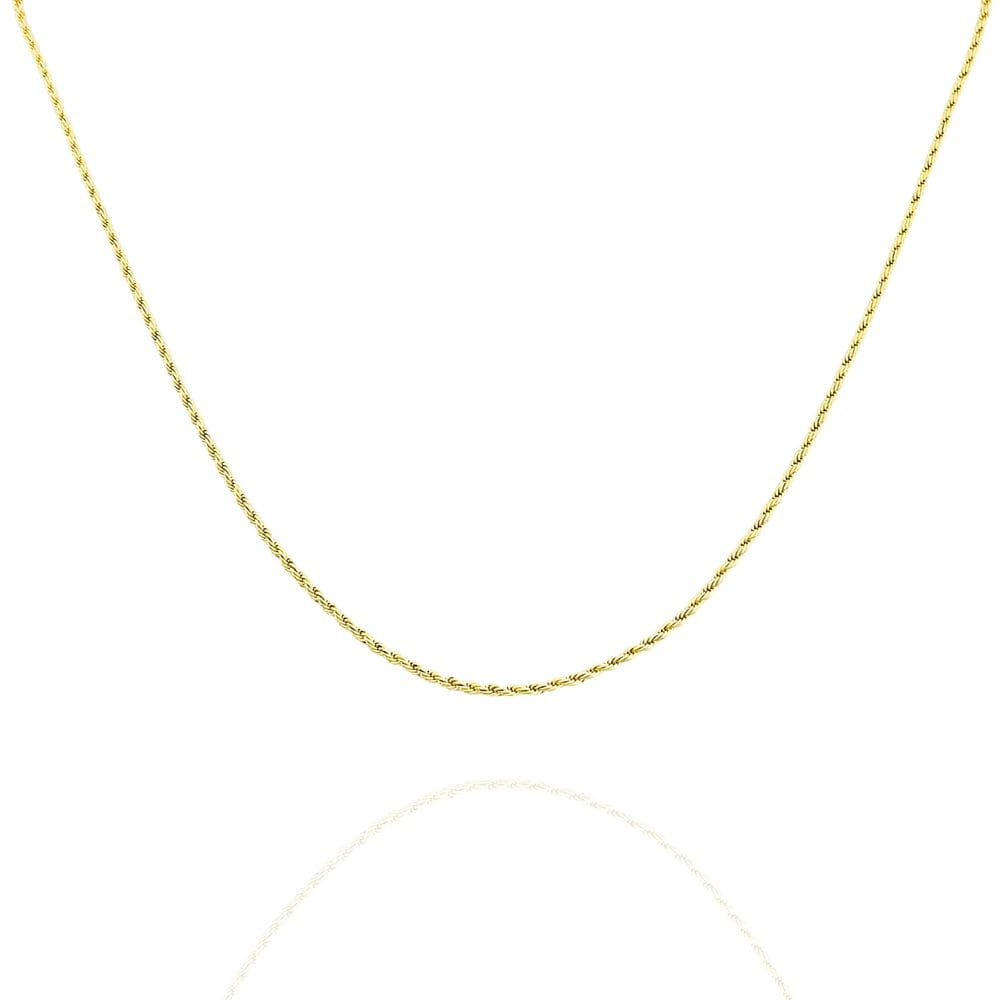 Colar Cordão Baiano 1,5mm de 45cm Banhado a Ouro