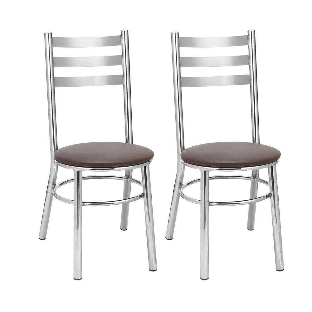 Conjunto 2 Cadeiras para Sala de Jantar Cromado/Marrom