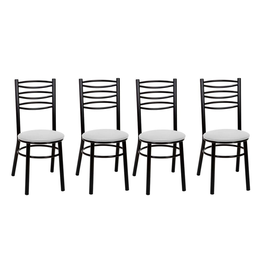 Kit 4 Cadeiras para Sala de Jantar Pintadas Cc33 Preto/Branco