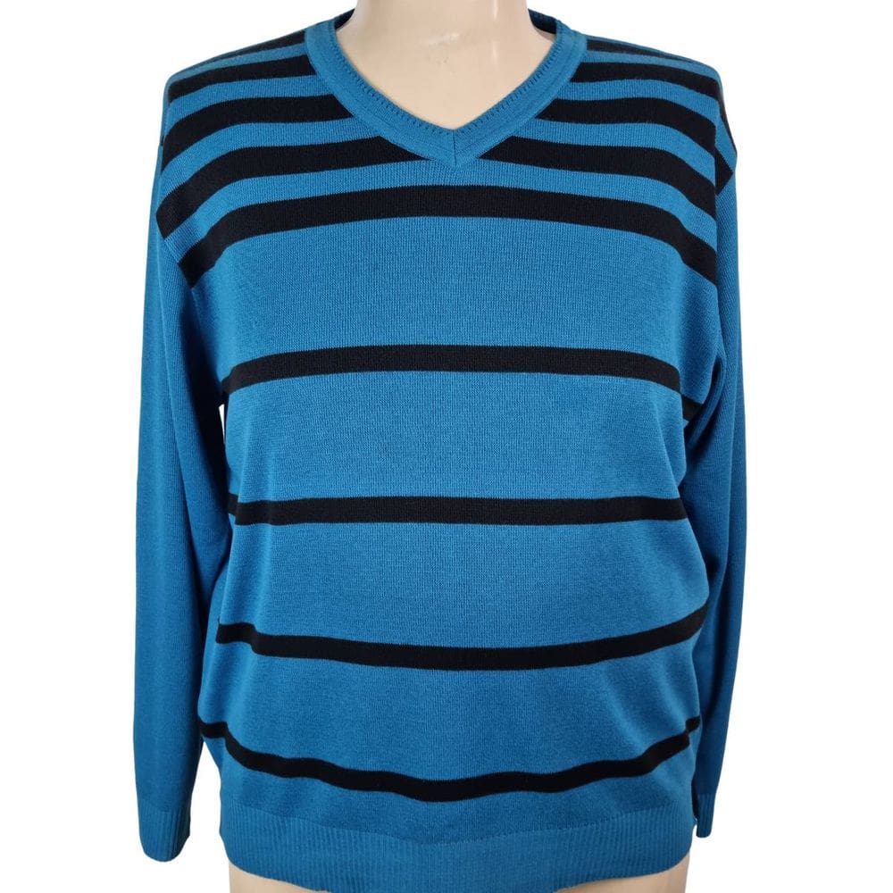 Blusa Masculina Tricô Sem Preconceito Azul Listras Plus Size