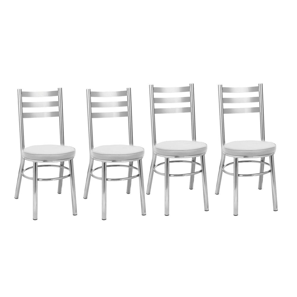 Kit 4 Cadeiras para Sala de Jantar Cc80 Debrum Cromado/Branco