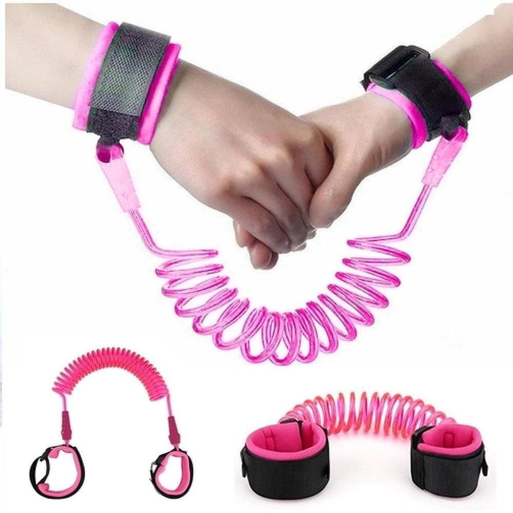 Pulseira Guia Ajustavel Rosa Infantil Trava Seguranca Controle Crianca Passeios