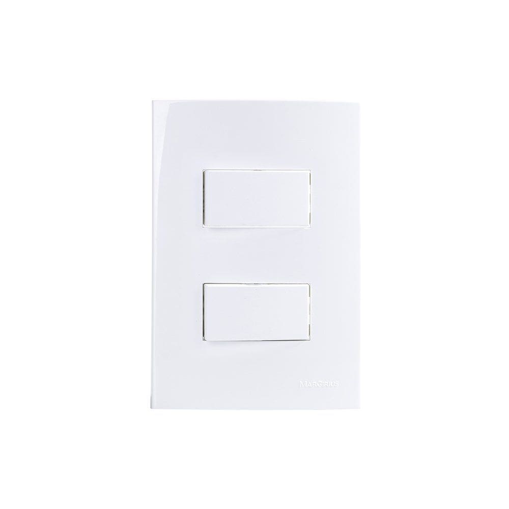 Interruptor Simples Duplo MarGirius Sleek 10A com Placa 4x2 Branco