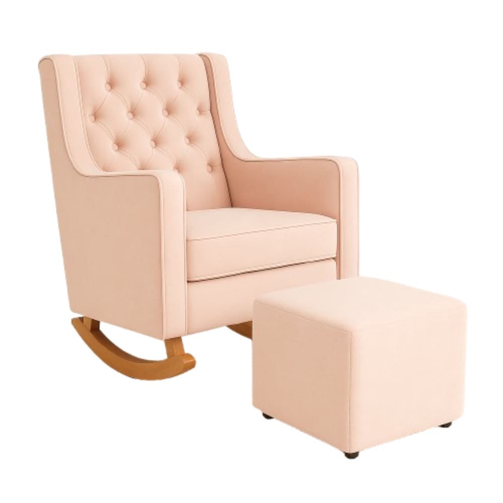 Poltrona Sofá Cadeira Amamentação Balanço C Puff Pés Madeira