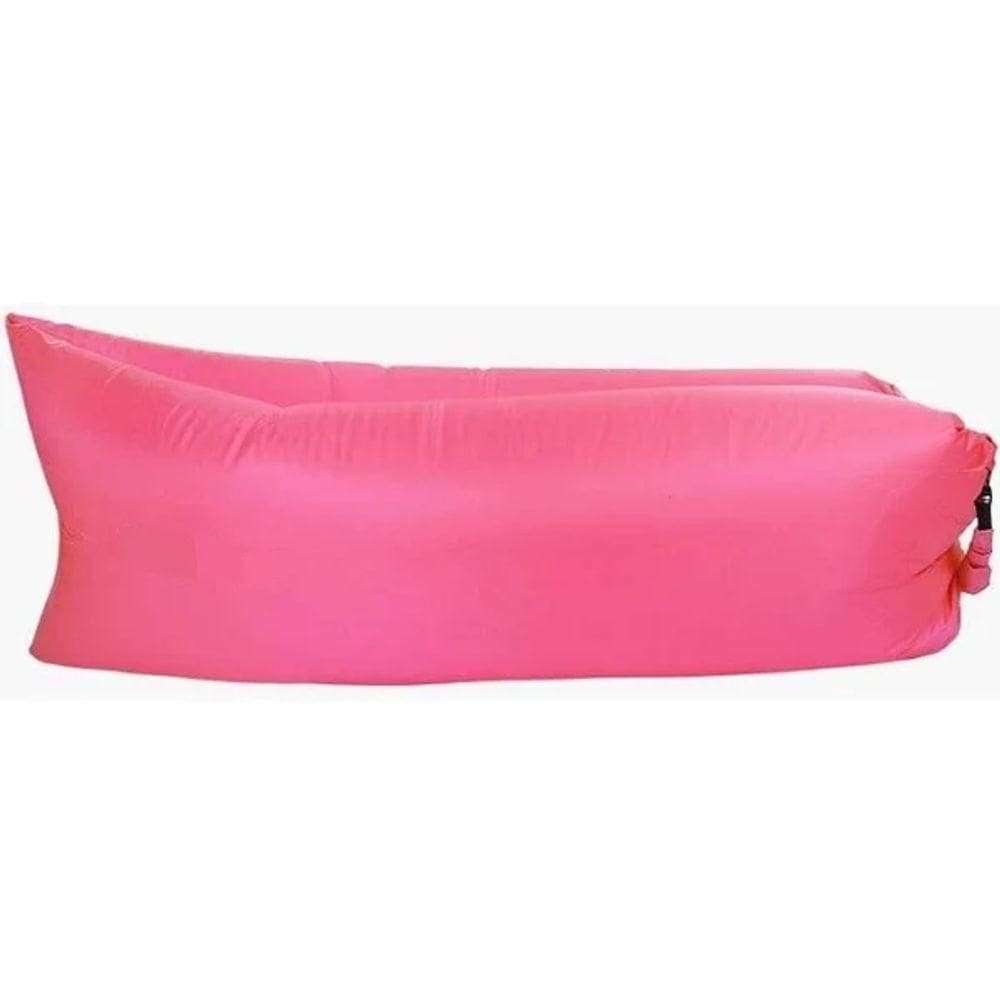 Sofá Inflável De Ar Puff Impermeável Praia Camping Rosa