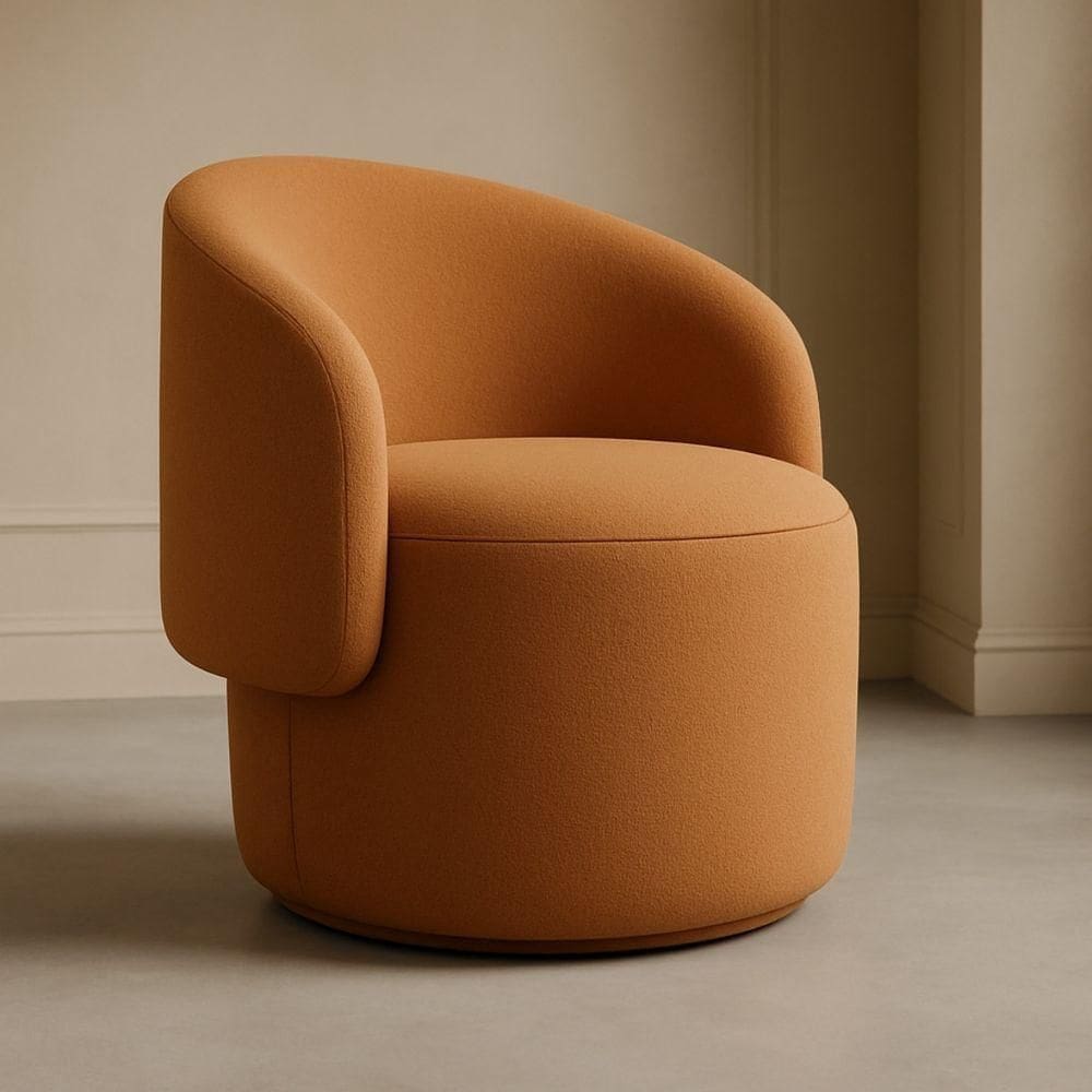 Poltrona Orgânica Redonda Para Sala Recepção Liz Confortável Elegante Bouclê