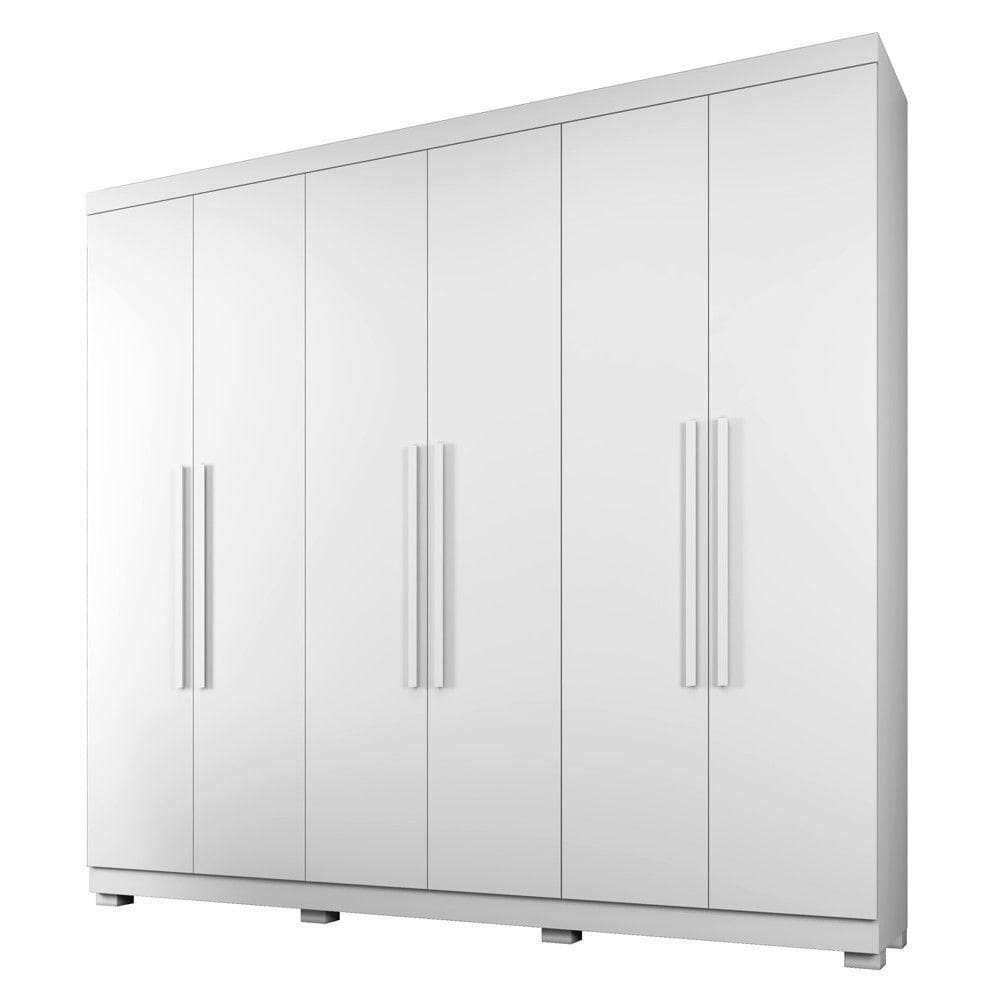 Guarda Roupa Viena 6 Portas 4 Gavetas 10 Prateleiras Branco