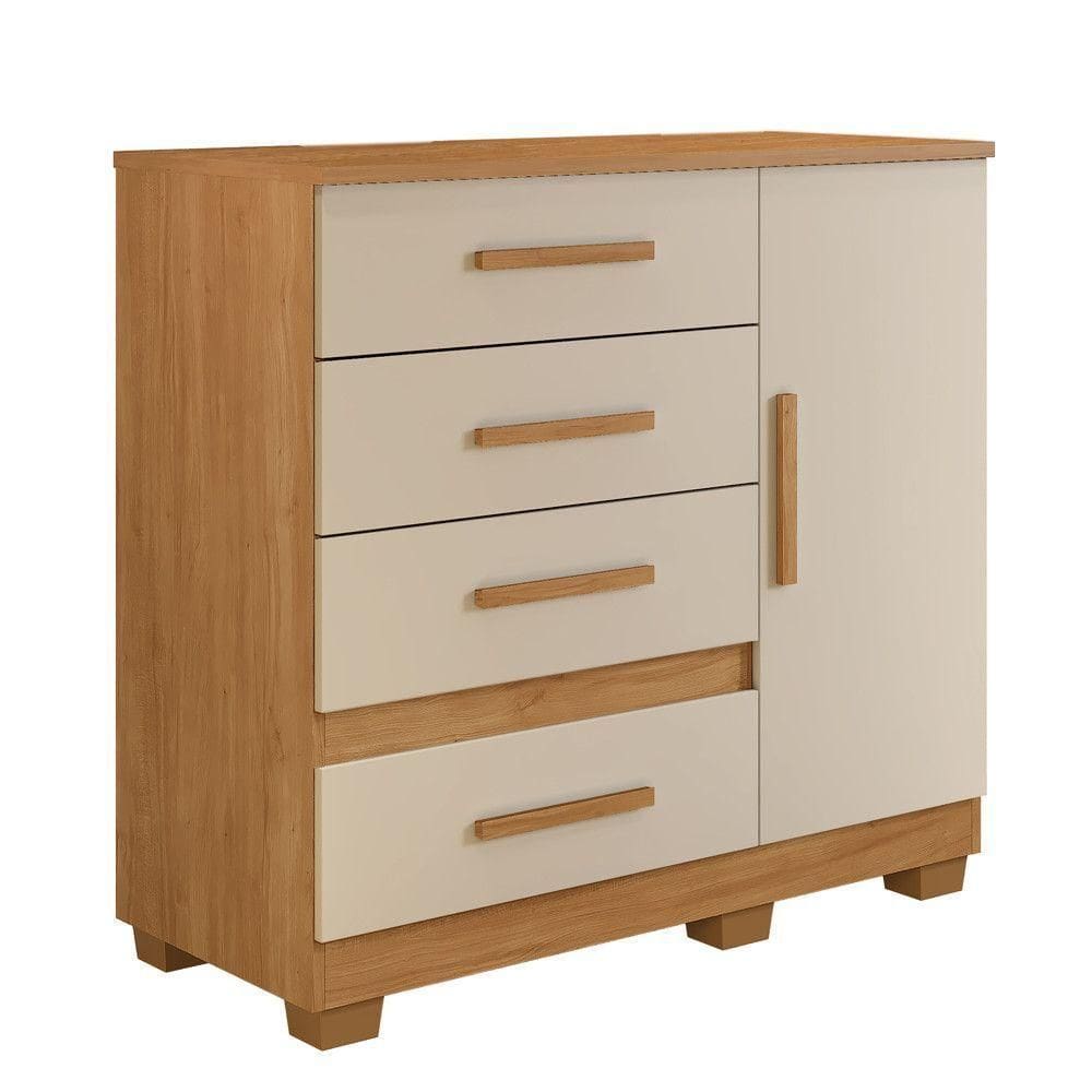 Cômoda Melissa 4 Gavetas 1 Porta Com Sapateira - Benetil Cinamomo Off