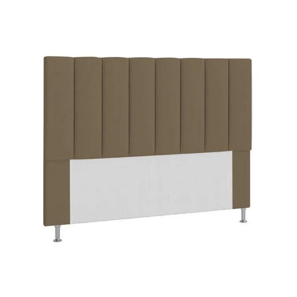 Cabeceira Casal Estofada Carla 140cm Em Suede Marrom
