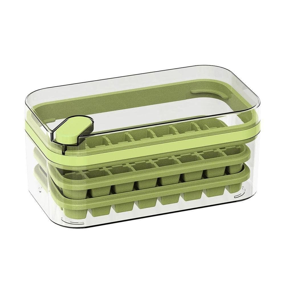 Forma De Gelo 64 Cubos Camada Dupla Recipiente Bandeja Verde