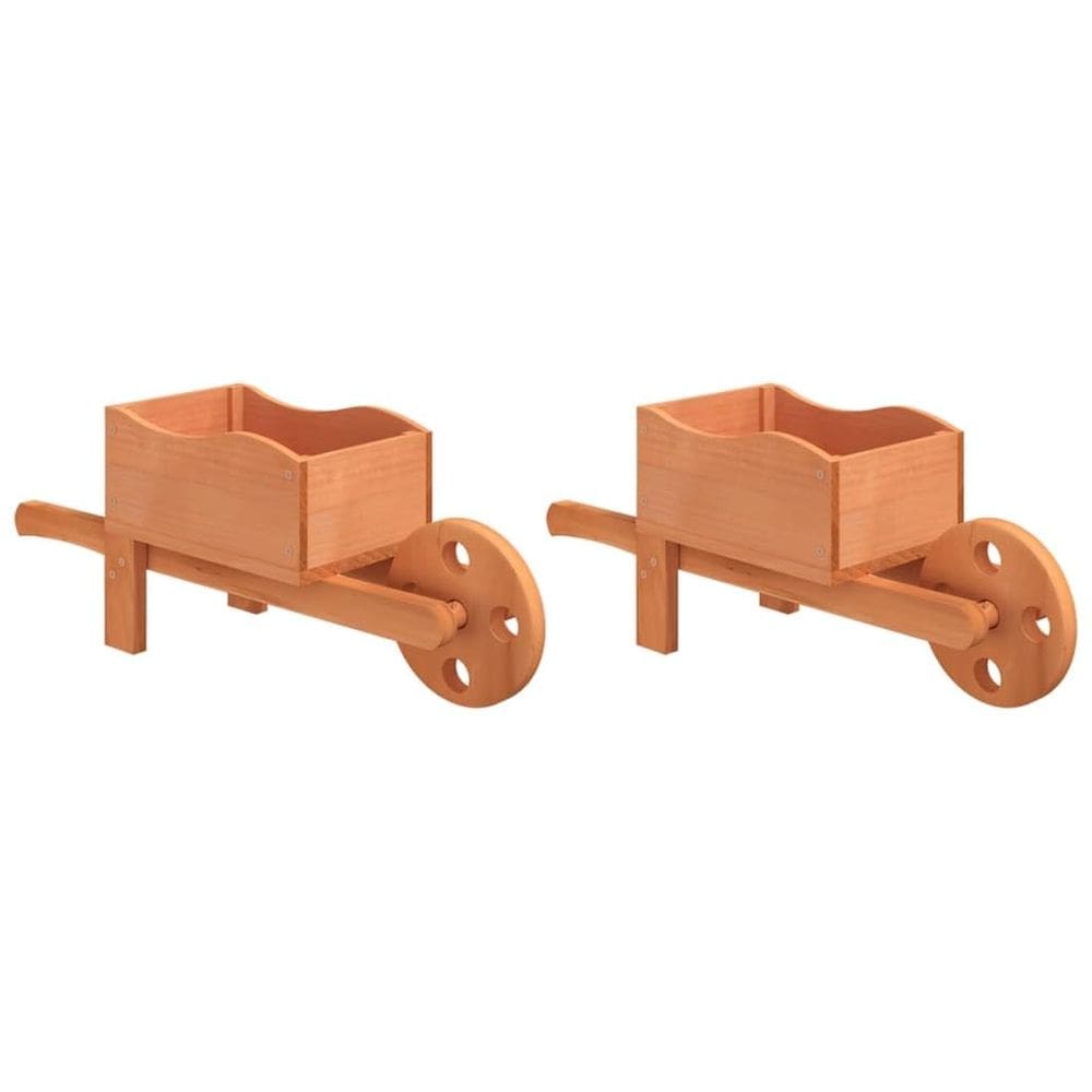 Conjunto de 2 plantadores de carrinho de mão vidaXL Solid Wood Fir Garden