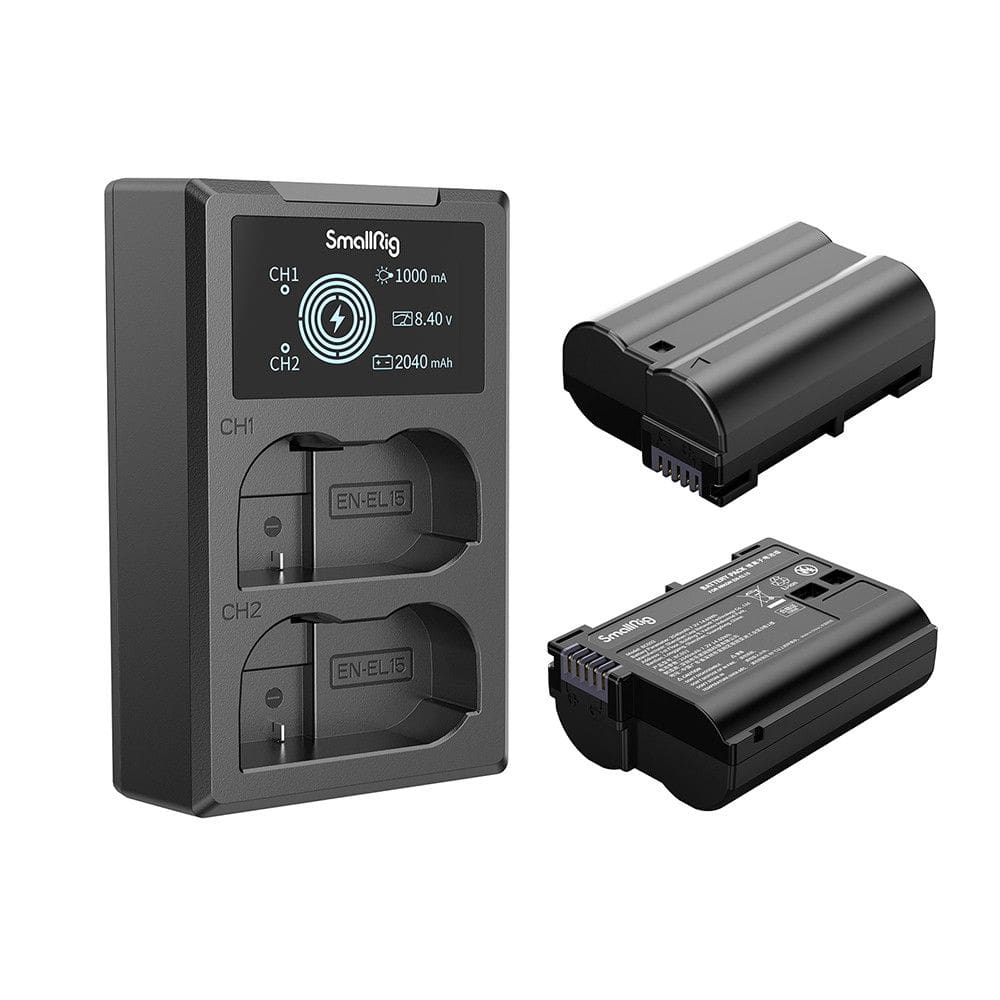 Carregador duplo SmallRig 3820B com duas baterias EN-EL 15