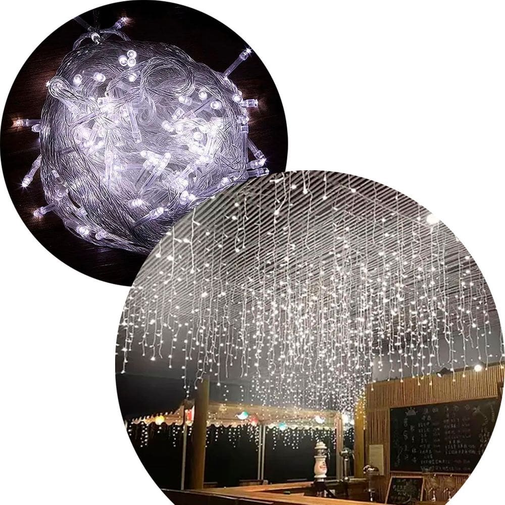 Pisca Cascata Cortina Natal 780 LEDs Luz Branca De 5x3m 220V