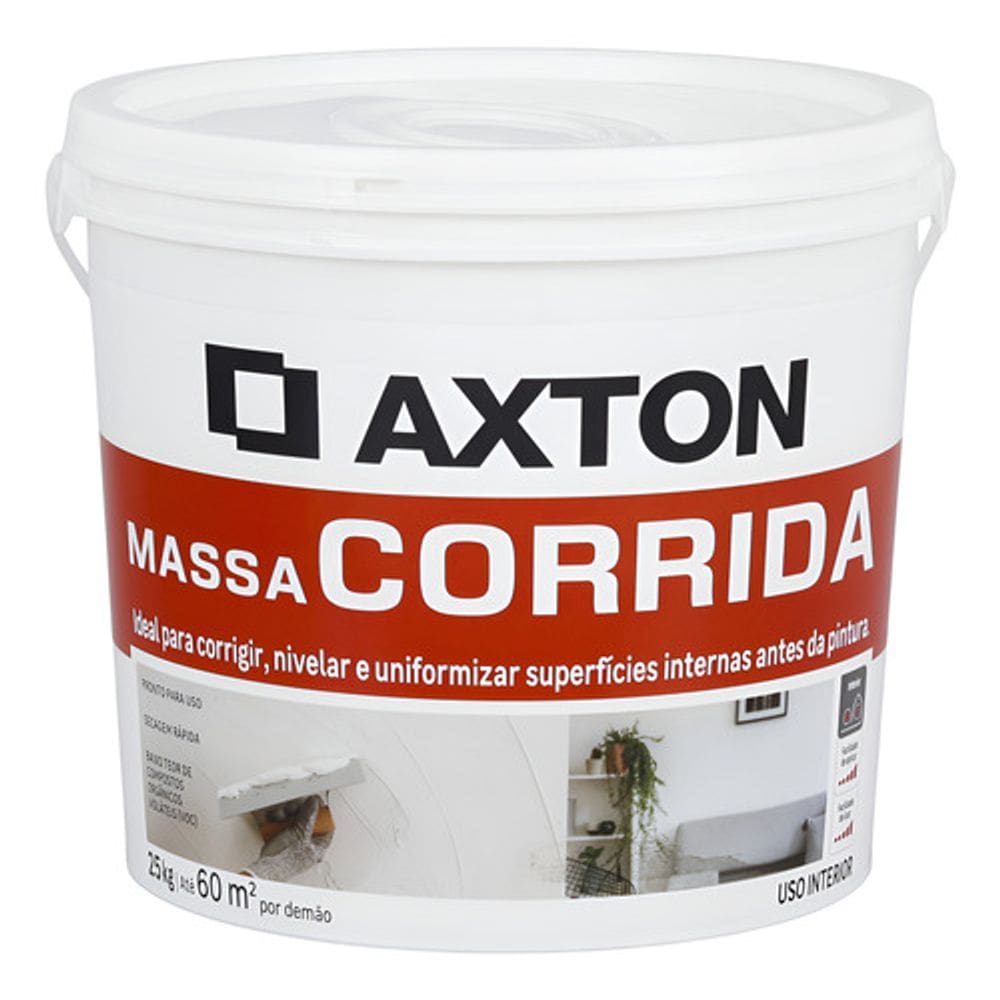 Massa Corrida Interna 25 Kg Axton  Pronta, Secagem Rapida