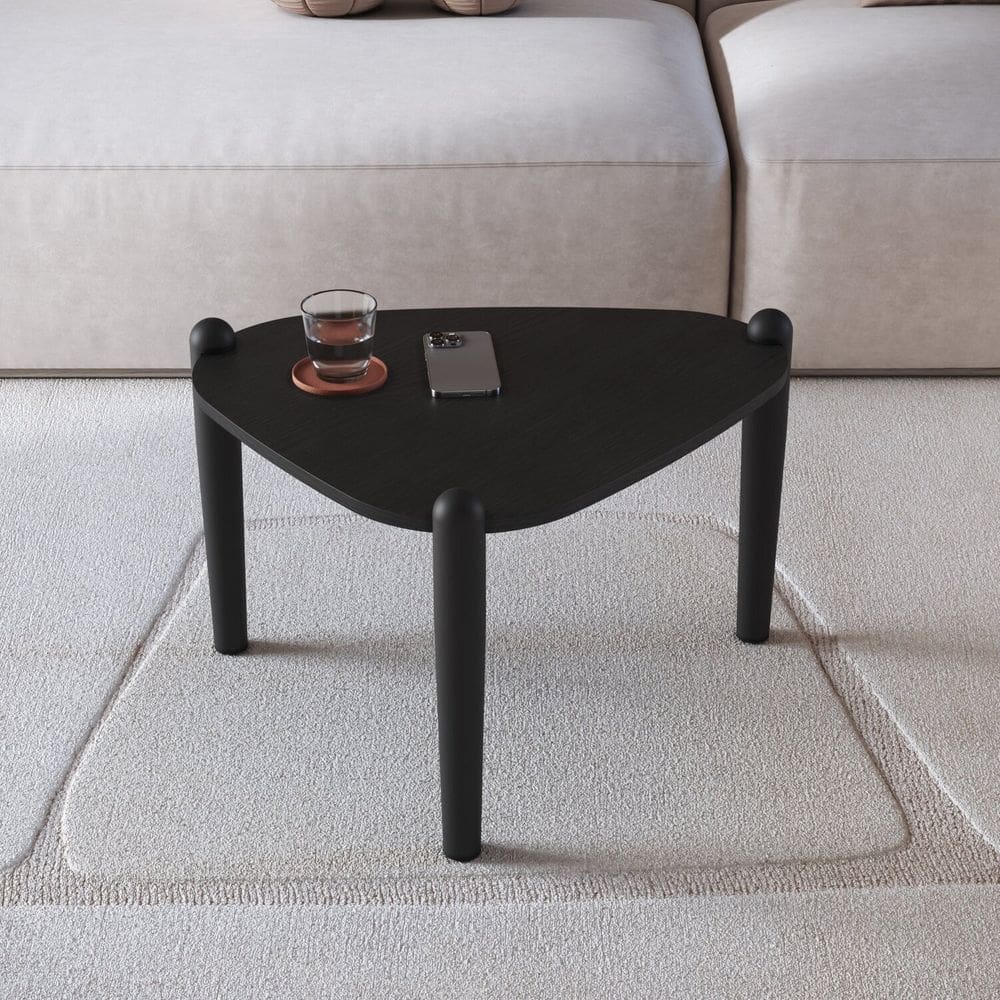 Mesa de Centro Orgânica Pé Madeira Complementos Preto