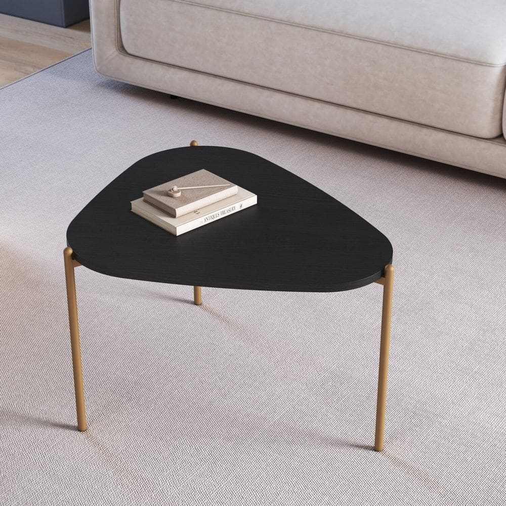 Mesa de Centro Orgânica Pé Metal Complementos Nero/Dourado
