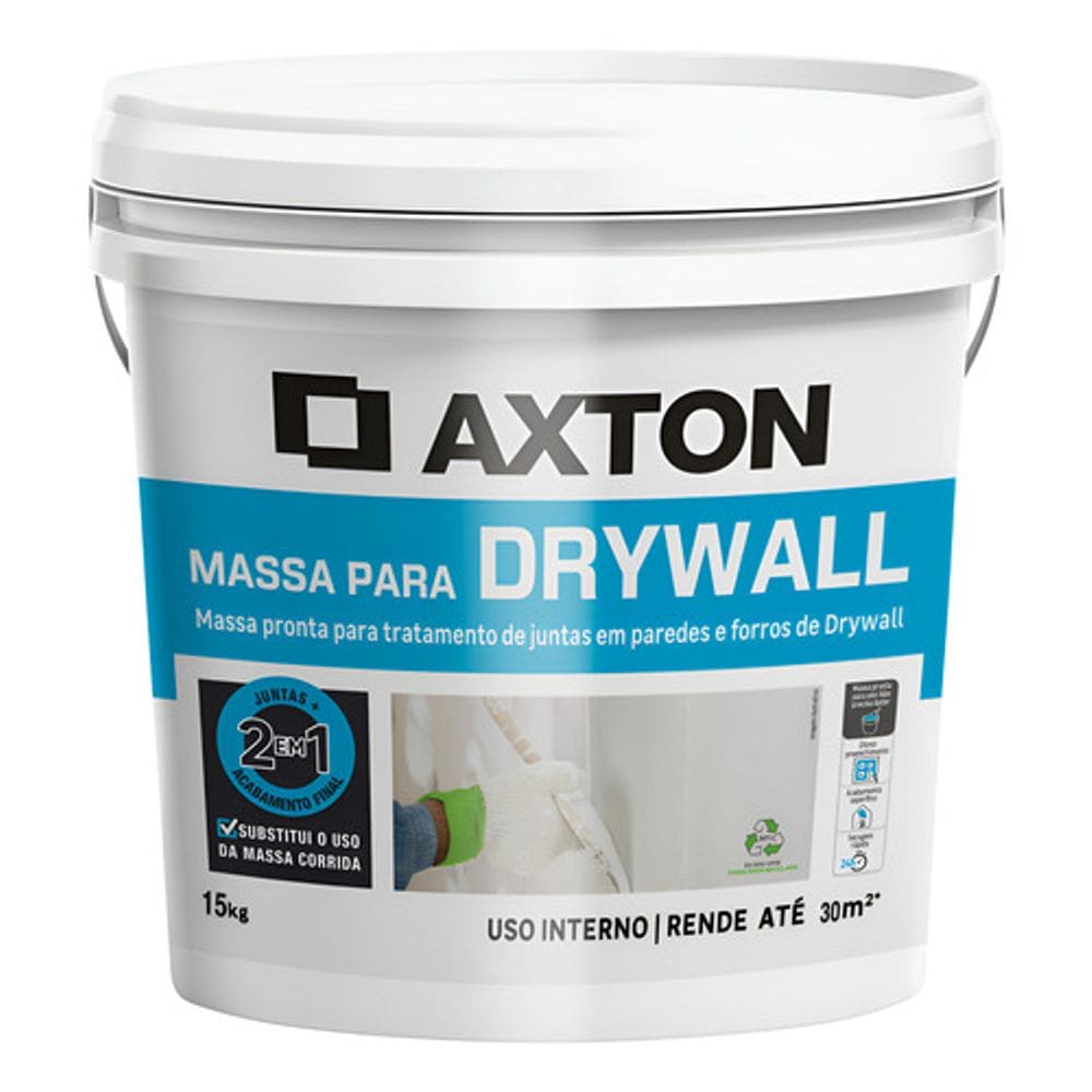 Massa Para Drywall 15 Kg Axton  2 Em 1 Pronta Para Uso