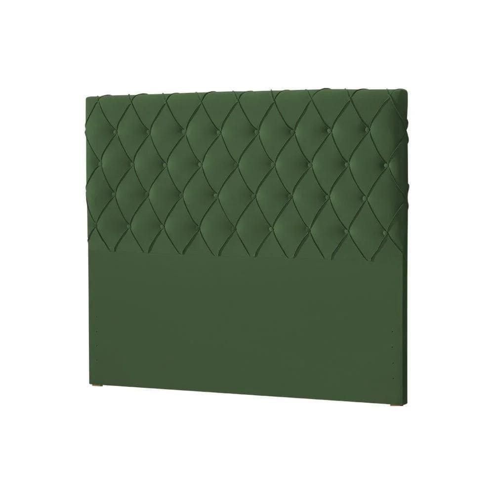 Cabeceira Casal Estofada Chicago Capitonê 140cm Veludo Verde