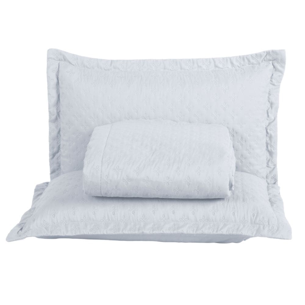 Kit Cobre Leito Colcha Atualle Casal Padrão Dupla Face Microfibra 3 Peças - Branco