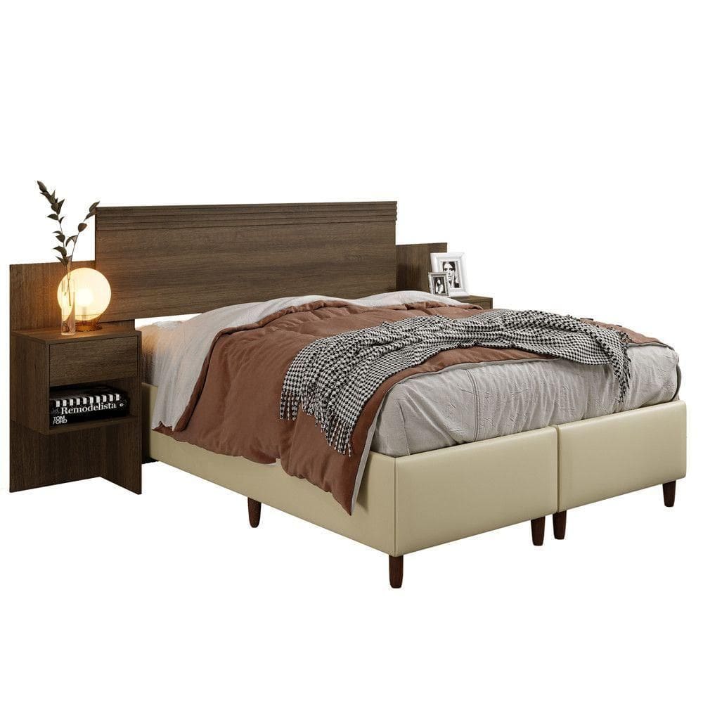 Cabeceira Extensiva Box Manchester Com 2 Mesas De Cabeceira Imbuia