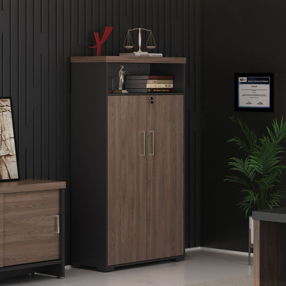 Armário Tamburato Com Nicho- Charuto/Preto 6112