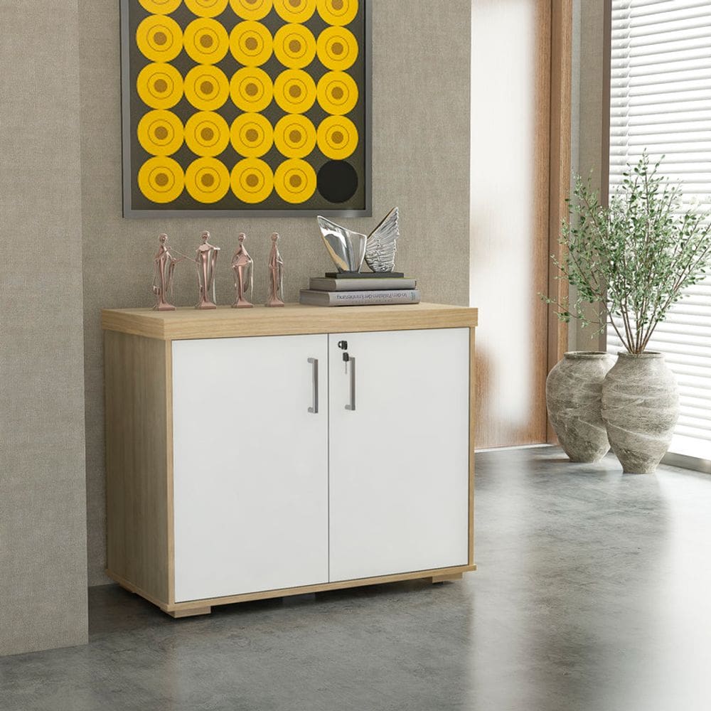 Balcão Tamburato 2 Portas - Carvalho/Branco 6200
